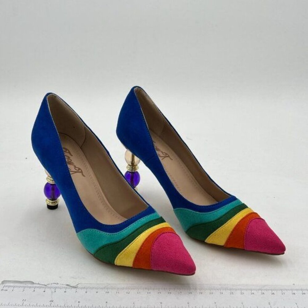 FOWT Women Wave Pattern Pointed Toe Slip On Party Pumps Jewelry High Heel - Picture 2 of 8